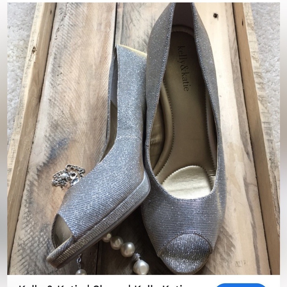 Kelly & Katie Women's Sparkle Peep-Toe Flats - Silver